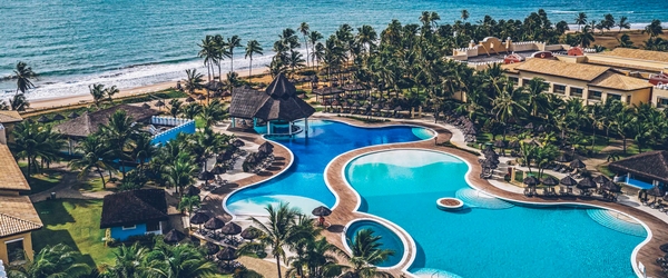 O complexo aquático do Iberostar Bahia é belíssimo, contando com piscinas climatizadas.