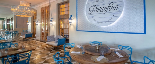 Vista parcial do restaurante Portofino, especializado na gastronomia mediterrânea.